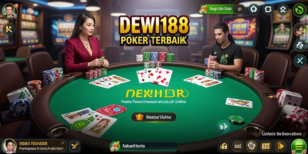 Tampilan gameplay Poker yang seru dan mendebarkan di DEWI188.