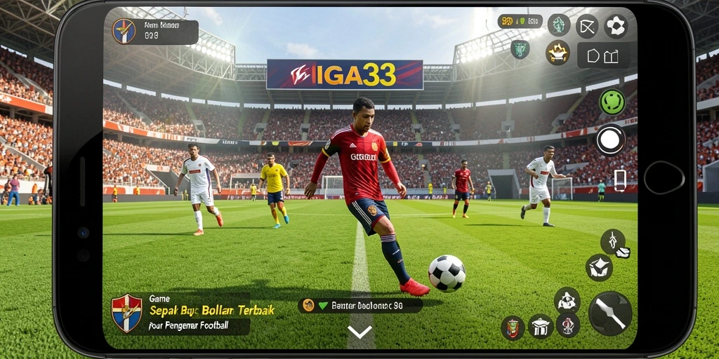 Tampilan gameplay <strong>GIGA33</strong> yang menampilkan aksi pertandingan sepak bola.
