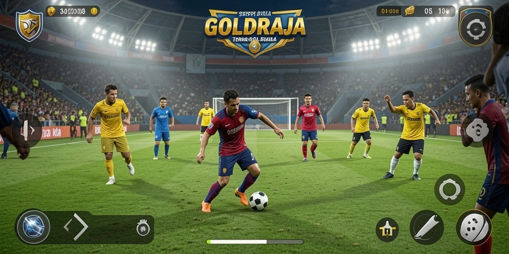 GOLDRAJA menampilkan aksi seru di lapangan sepak bola.