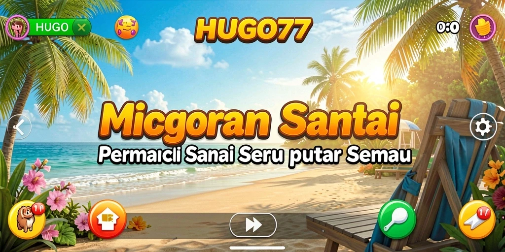 Tampilan menarik dari gameplay HUGO77 yang penuh warna dan seru.