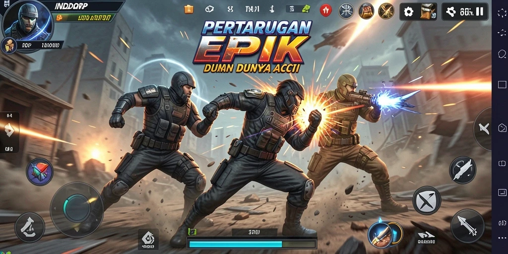 Screenshot gameplay INDORP menampilkan aksi pertarungan seru.