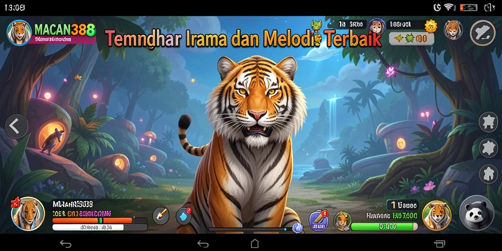 Tampilan gameplay unik dari aplikasi MACAN388 penuh melodi.