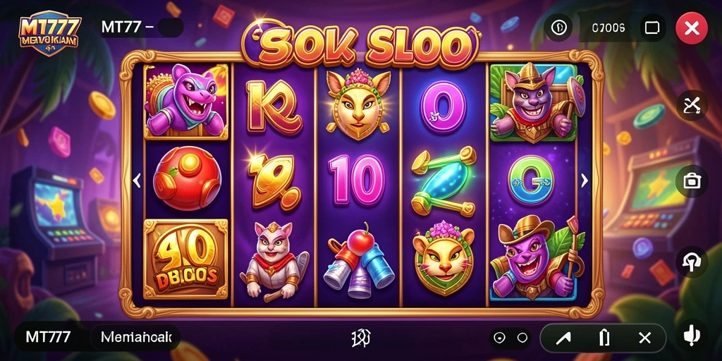 Screenshot gameplay MT777 menampilkan putaran slot yang mendebarkan.