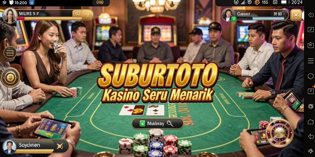 Tampilan gameplay seru di SUBURTOTO dengan suasana kasino.