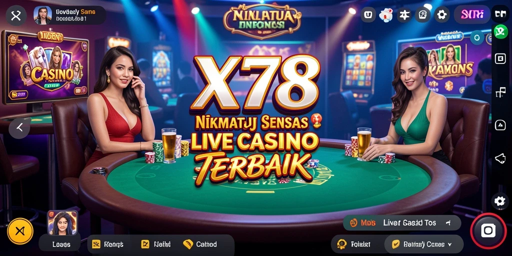 Screenshot X78 menampilkan gameplay Live Casino yang mendebarkan.