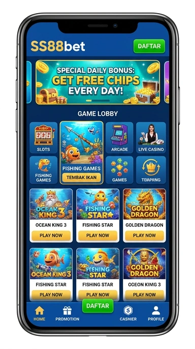 Tampilan antarmuka pengguna ss88bet yang menarik dan modern.